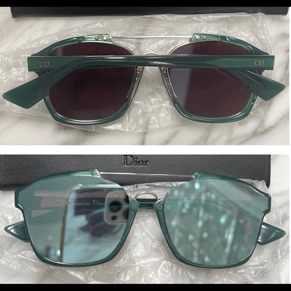 DIOR 2023 TOP SPRING COLOR IS GREEN,THIS PAIR HAS THE BLUE FLASH MIRROR LENSES - Picture 2 of 16